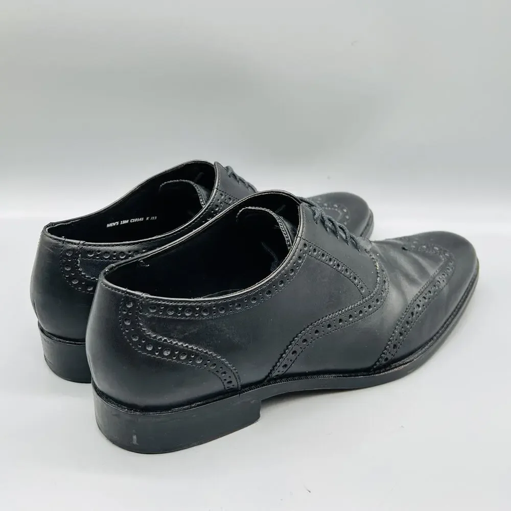 Cole Haan Shoes Mens 13 Black Leather Wingtip Oxford Brogue Lace Up Dress Formal